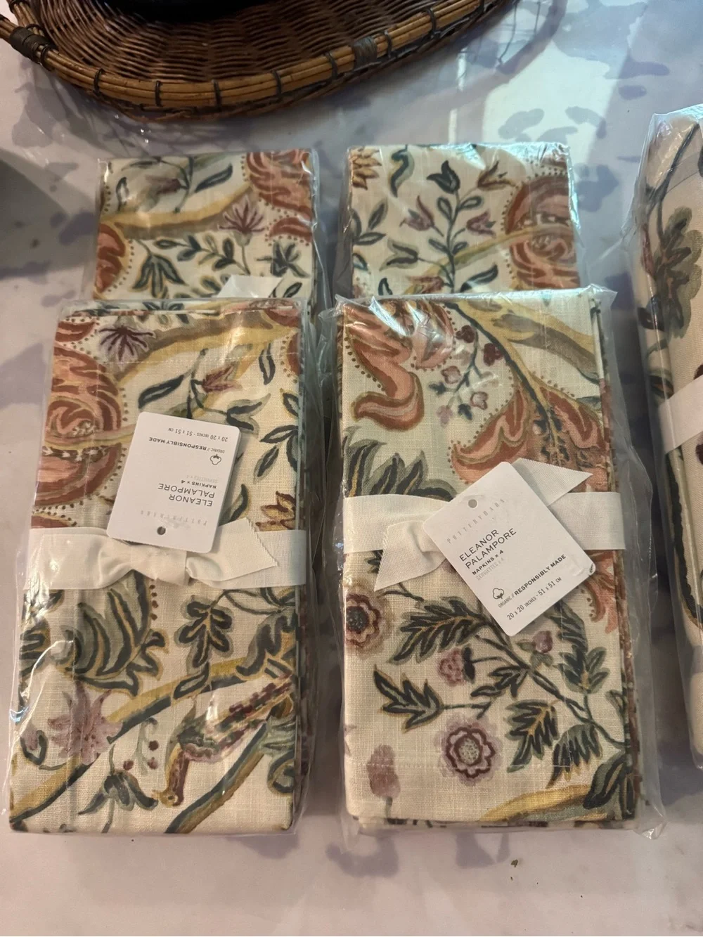 Pottery Barn Eleanor Palampore Floral Paisley Cloth Napkins Set of 4